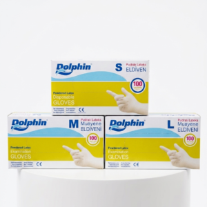 Dolphin Pudralı Lateks Muayene Eldiveni 100'lü S-M-L